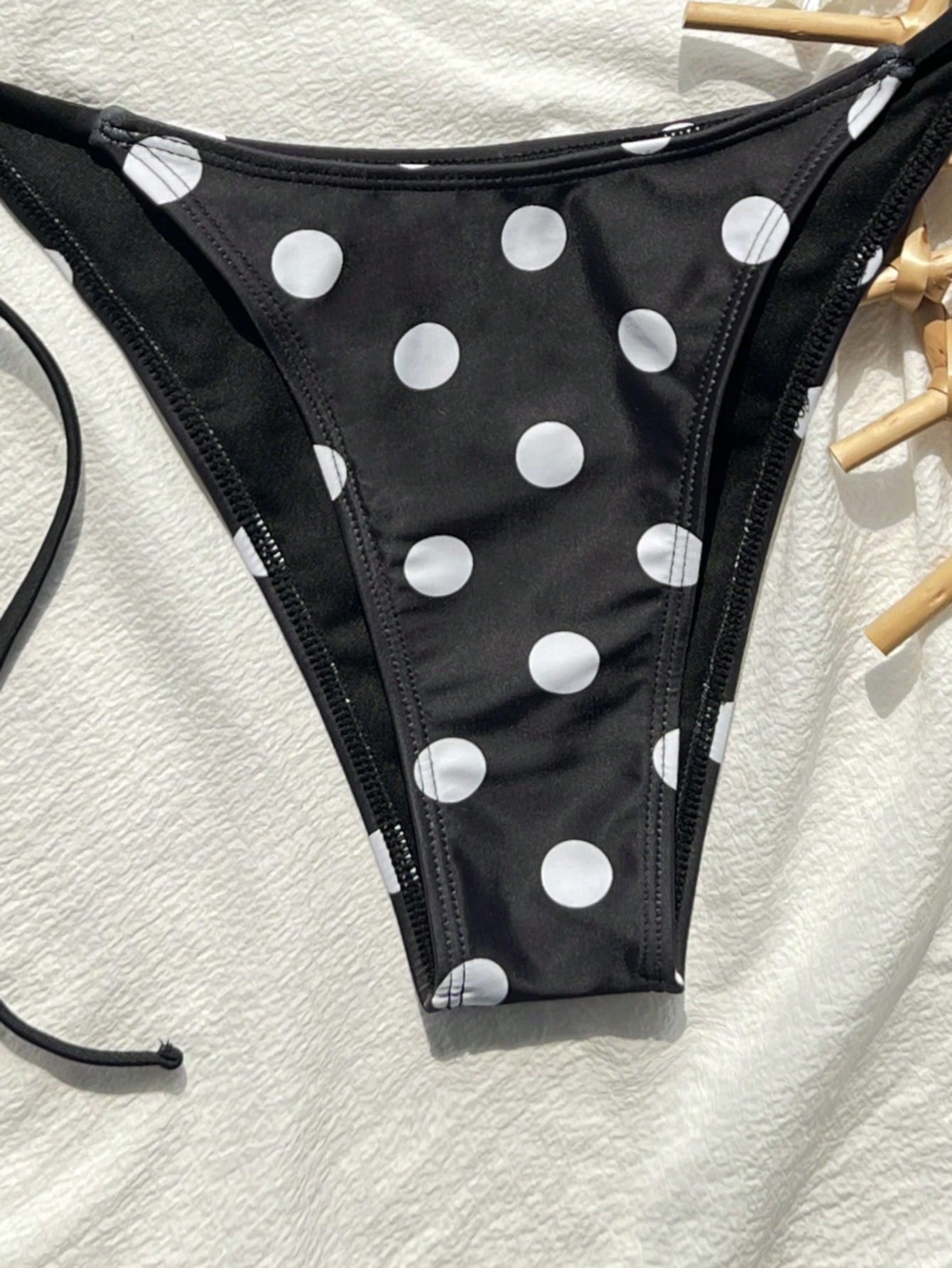 Swim Mod Women's Navy Blue Striped Bikini,Summer Casual Beach Party Holiday Vacation Two Pieces Swimwear Side Tie Halter Neck Sweet Cute Tanning Swimsuit
