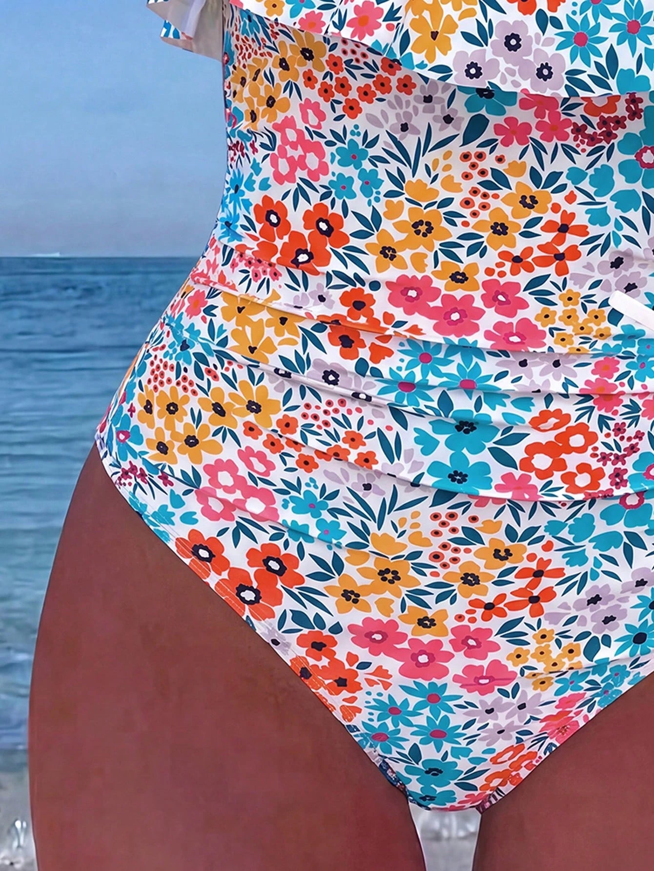 Swim Mod Women's One-Piece Tropical Cute Multicolor Print Hot-Selling Beach Vacation Casual Elegant Valentine's Day Party Bikini One-Piece Swimsuit Women's Holiday Elegant Beach Outfit Swimwear