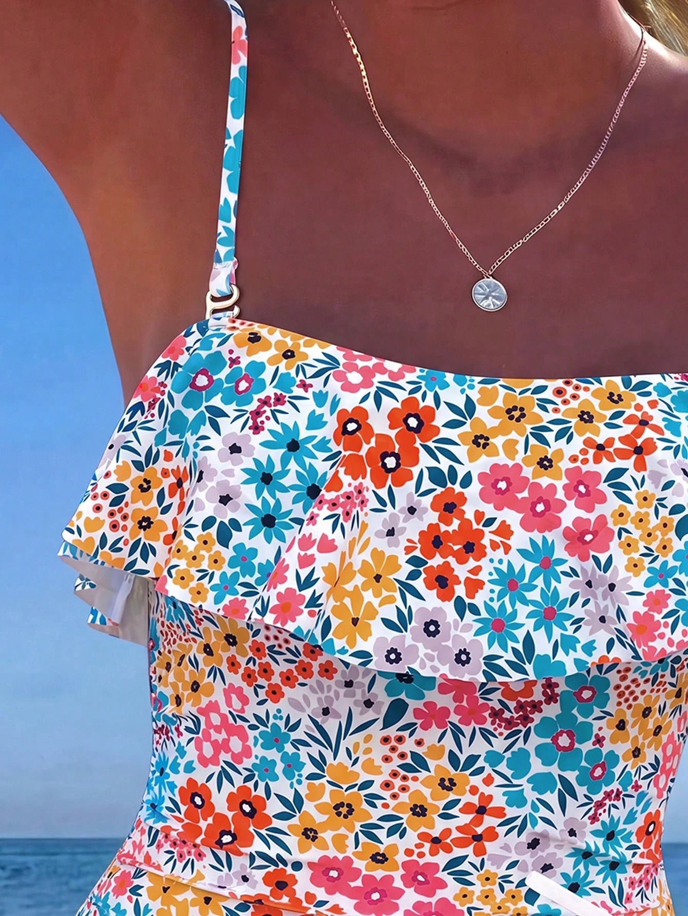 Swim Mod Women's One-Piece Tropical Cute Multicolor Print Hot-Selling Beach Vacation Casual Elegant Valentine's Day Party Bikini One-Piece Swimsuit Women's Holiday Elegant Beach Outfit Swimwear