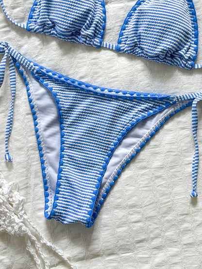 Swim Mod Women's Plaid Jacquard Halter Bikini Set, Spring/Summer