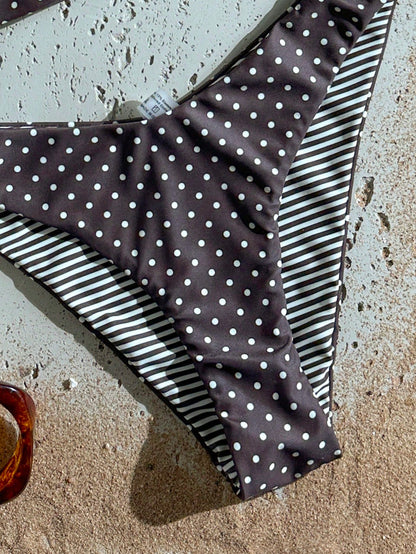Swim Mod Women's Polka Dot & Striped Print Random Bikini 2-Piece Swimwear Set, Casual Beach Holiday Sexy Swimwear For Pool Party
