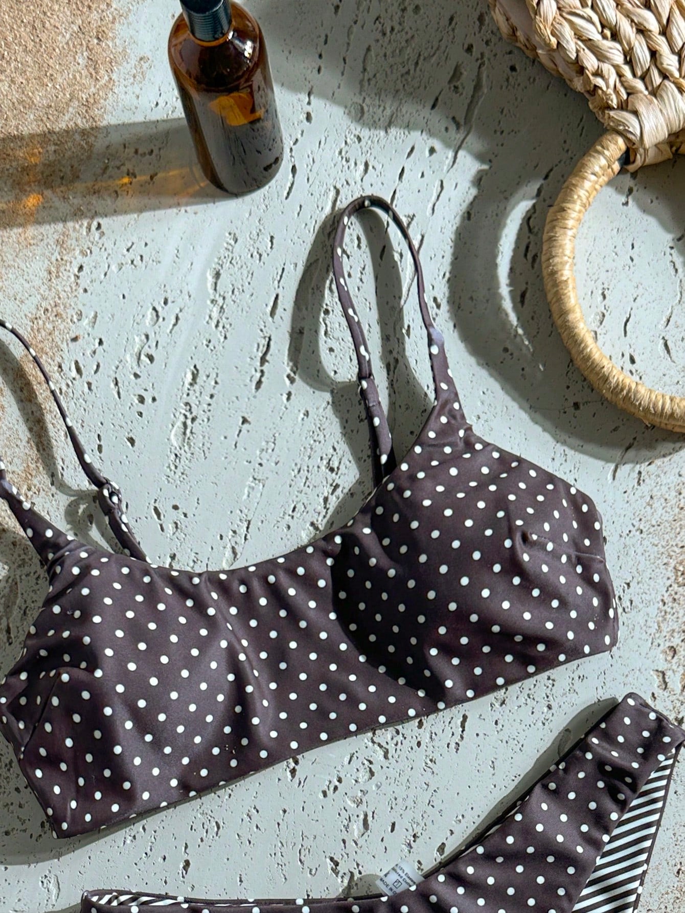 Swim Mod Women's Polka Dot & Striped Print Random Bikini 2-Piece Swimwear Set, Casual Beach Holiday Sexy Swimwear For Pool Party