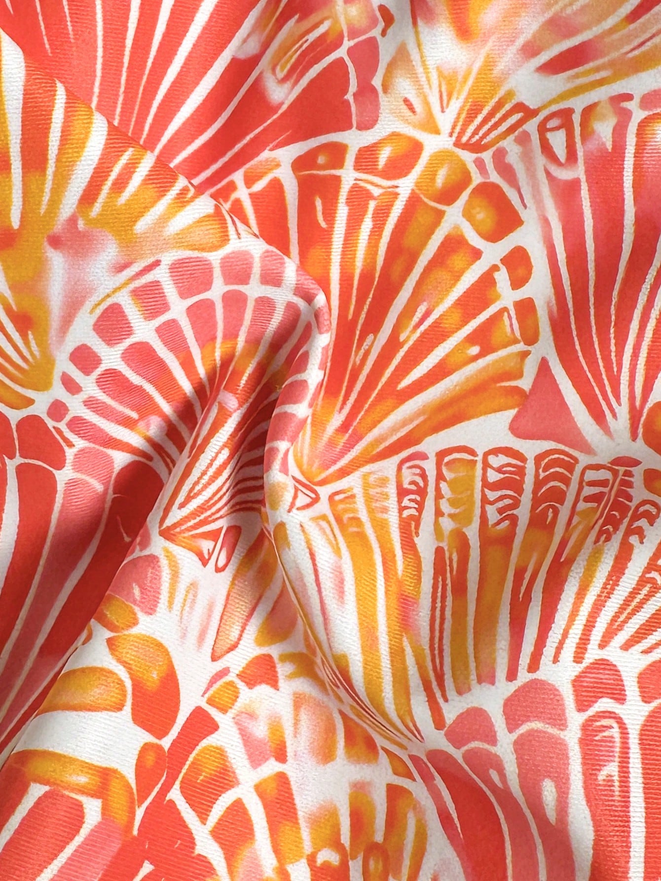Swim Mod Women's Summer Beach Vacation Sweet Orange Shell And Plaid Print Reversible Bikini Set