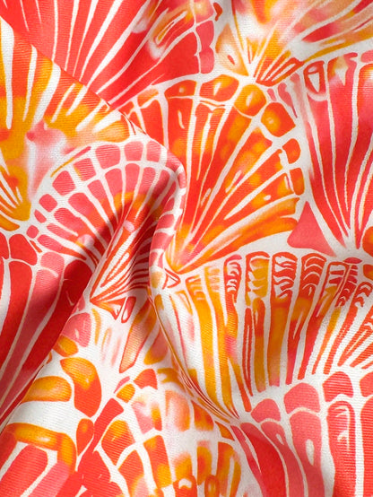 Swim Mod Women's Summer Beach Vacation Sweet Orange Shell And Plaid Print Reversible Bikini Set