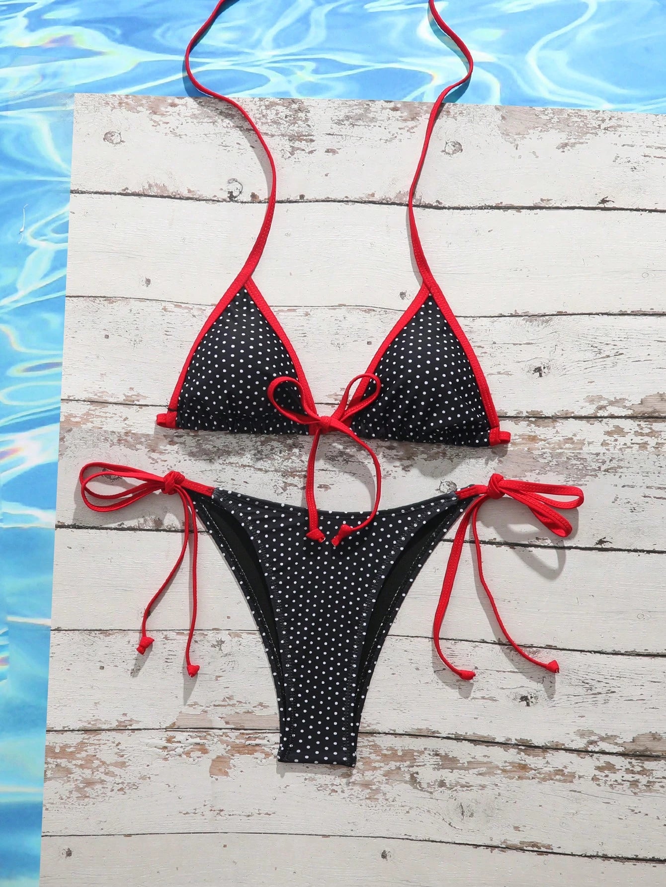 Swim Mod Women's Tropical Polka Dot Print Bikini Two Pieces Bikini Set Set, Casual Holiday