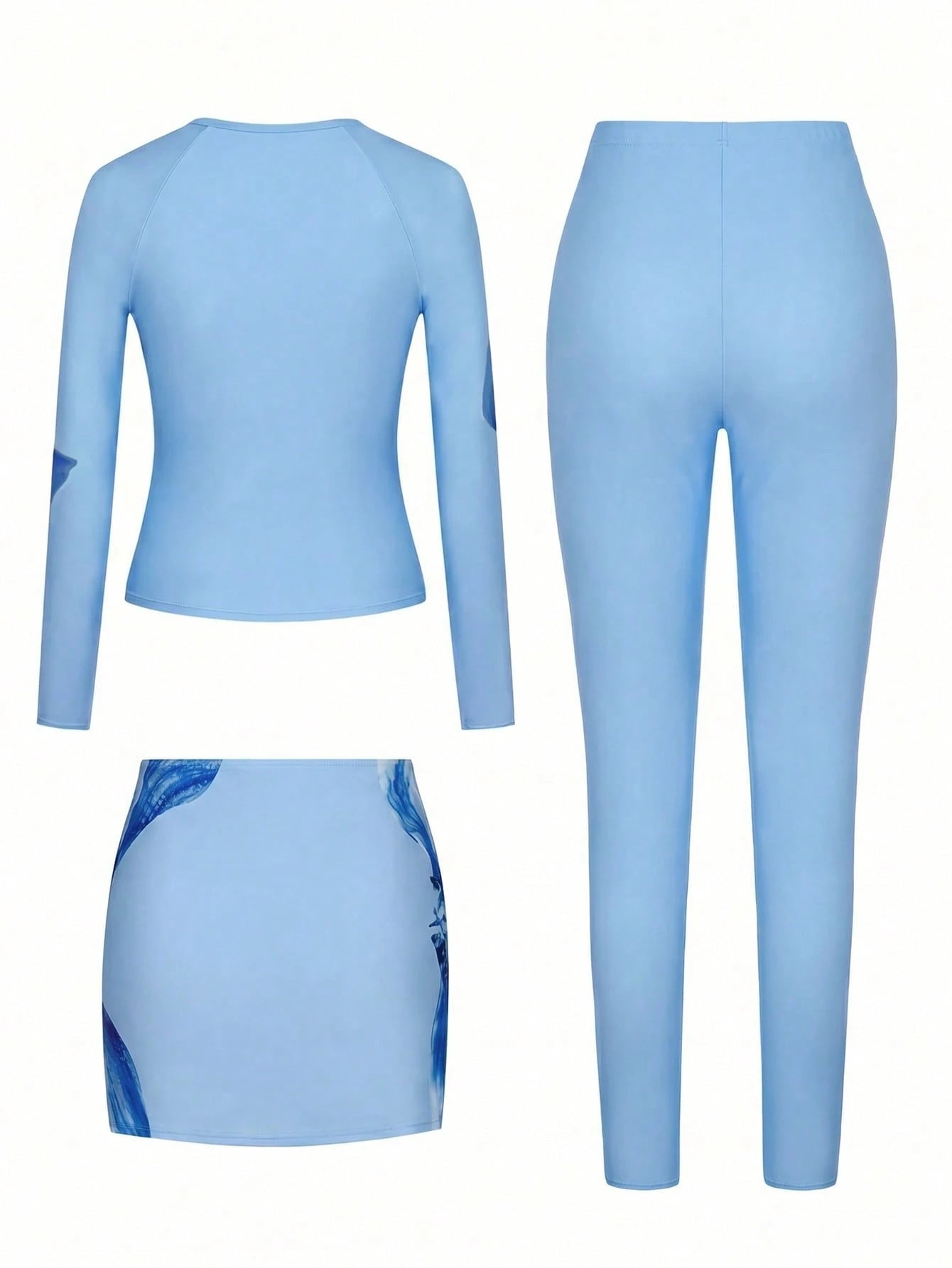 Swim Mulvari New Summer Women's Round Neck Long Sleeve Zip-Up Top, Fitted Pink Pants, Handmade 3D Floral Print Side Skirt, Casual Resort Burkini Set