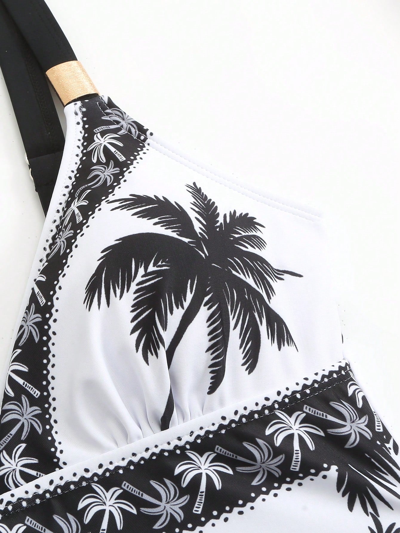 Swim Oasis 2026 Women 2pcs Set Palm Tree Printed Swimsuit & Mesh Maxi Skirt,White Summer Boho Holiday Pool Party Holiday Beach Resort Swimwear Bathing Suit Set
