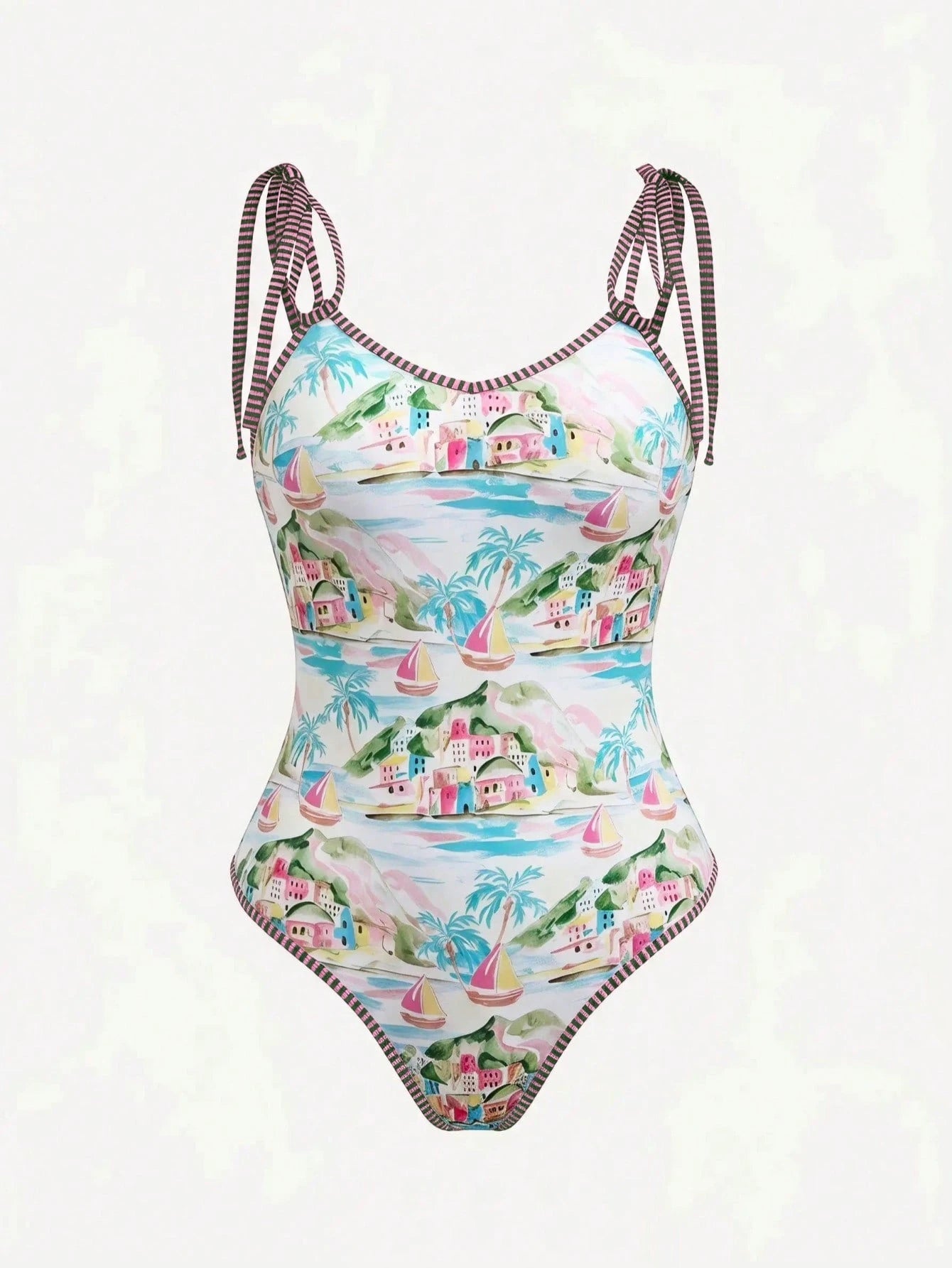 Swim Oasis 26SS Spring/Summer Vacation Fish BOHO Style One-Piece Swimsuit With Shorts Two Pieces Set