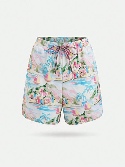 Swim Oasis 26SS Spring/Summer Vacation Fish BOHO Style One-Piece Swimsuit With Shorts Two Pieces Set
