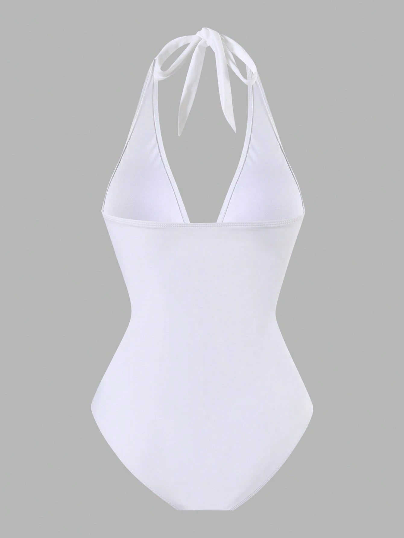Swim Oasis 2pcs/Set New 2025 Women Solid Color Halter Swimsuit & Mesh Long Skirt Beach Resort Summer Swimsuit Outfit White
