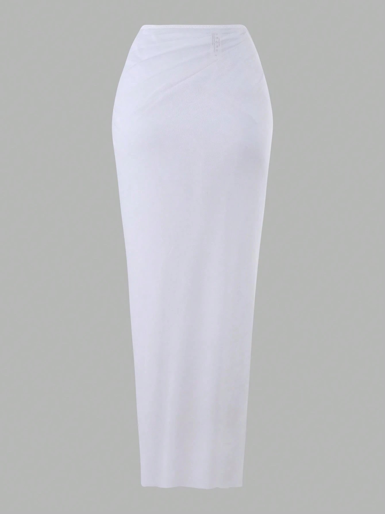 Swim Oasis 2pcs/Set New 2025 Women Solid Color Halter Swimsuit & Mesh Long Skirt Beach Resort Summer Swimsuit Outfit White
