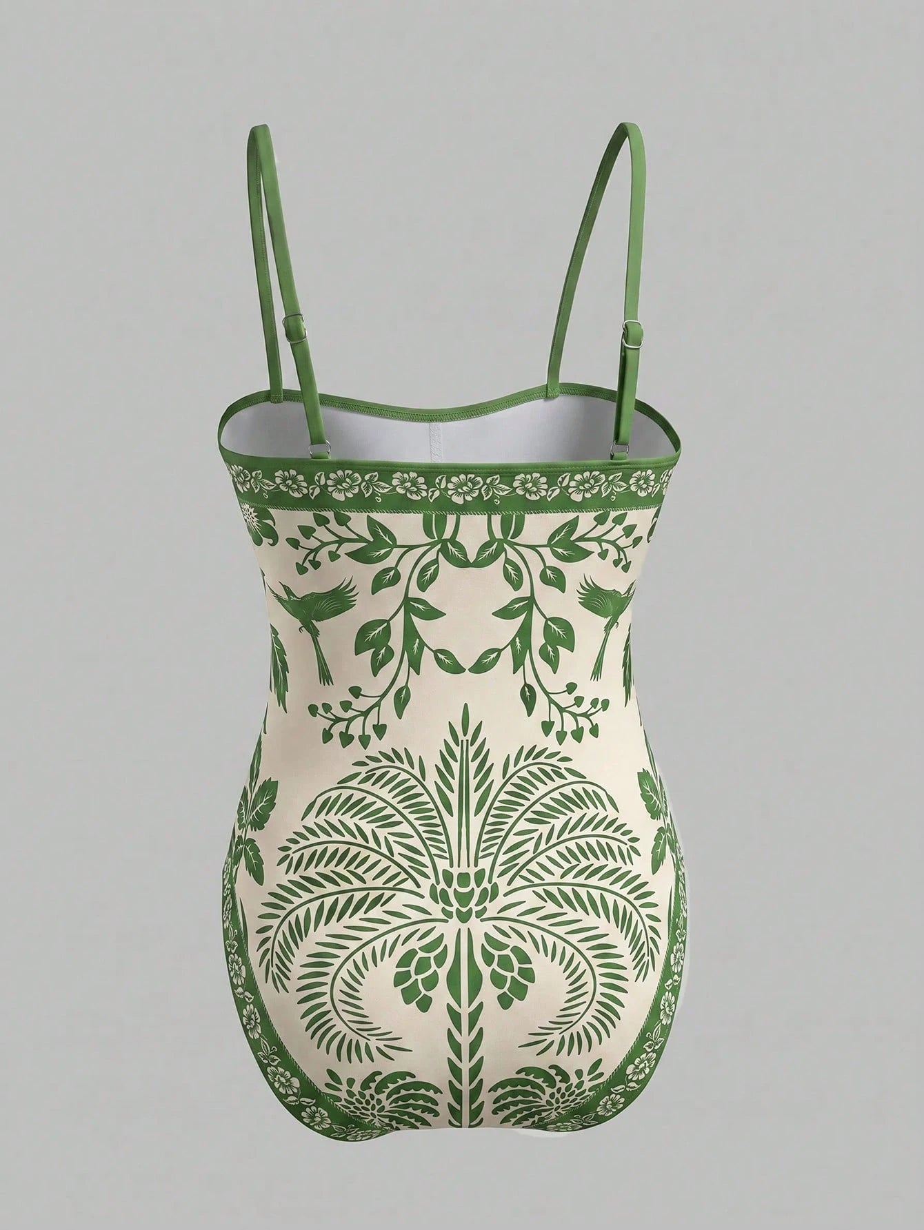 Swim Oasis Bohemian Style, Vacation Vibe, Fun Tropical Plant Prints,Women's Floral Print Vacation Fashion One-Piece Swimsuit With Shorts Set