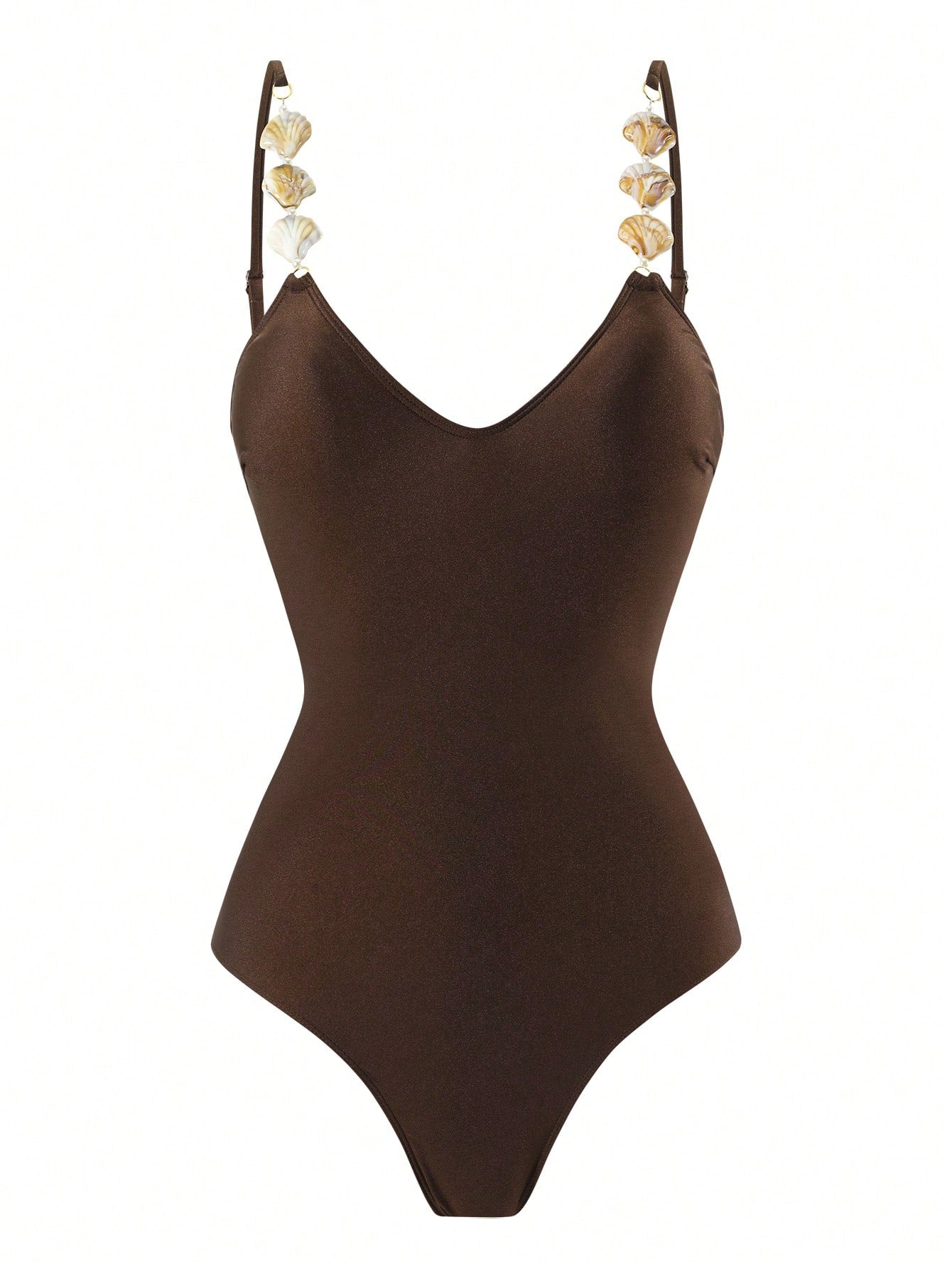 Swim Oasis Women's Summer Beach Vacation White Floral Texture And Seashell Straps One-Piece Swimsuit With Beach Skirt