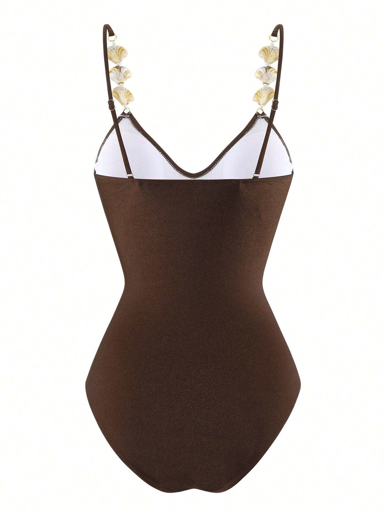 Swim Oasis Women's Summer Beach Vacation White Floral Texture And Seashell Straps One-Piece Swimsuit With Beach Skirt