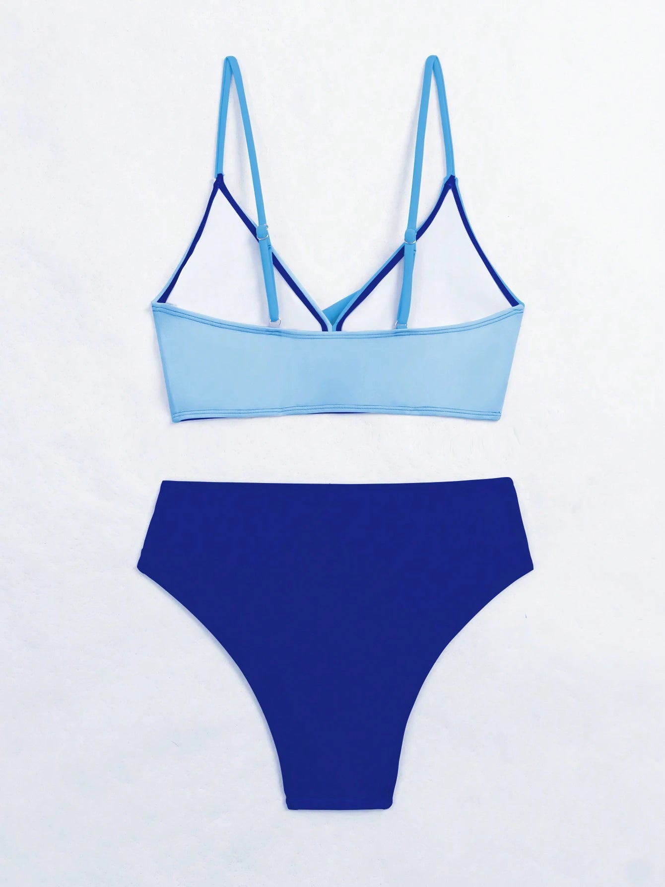 Swim Summer Beach Color Block Twist Front Bikini Set
