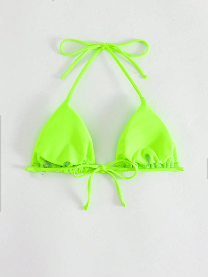 Swim Summer Beach Halter Triangle Neon Bikini Top