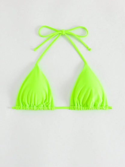 Swim Summer Beach Halter Triangle Neon Bikini Top