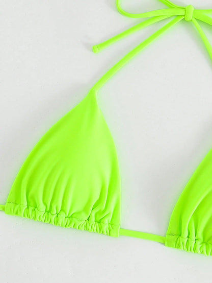 Swim Summer Beach Halter Triangle Neon Bikini Top