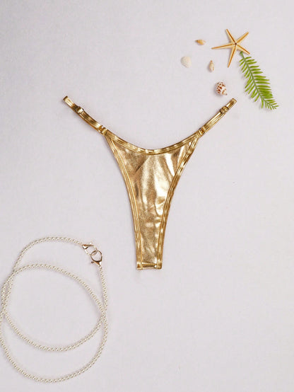 Swim Summer Beach Metallic Bikini Bottom