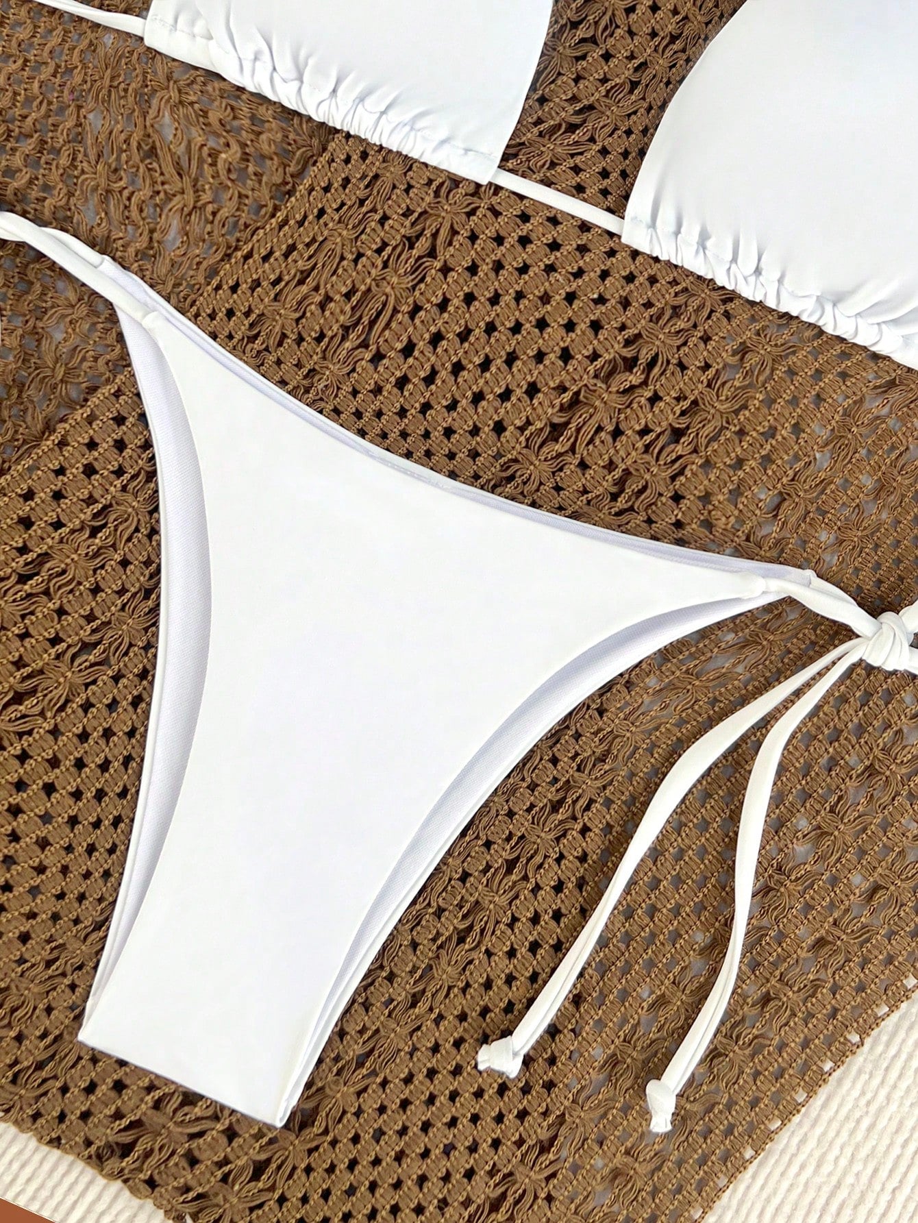Swim Summer Beach Mono Bikini Set Rib-Knit Triangle Bra & High Cut Bottom 2 Pieces Bikini