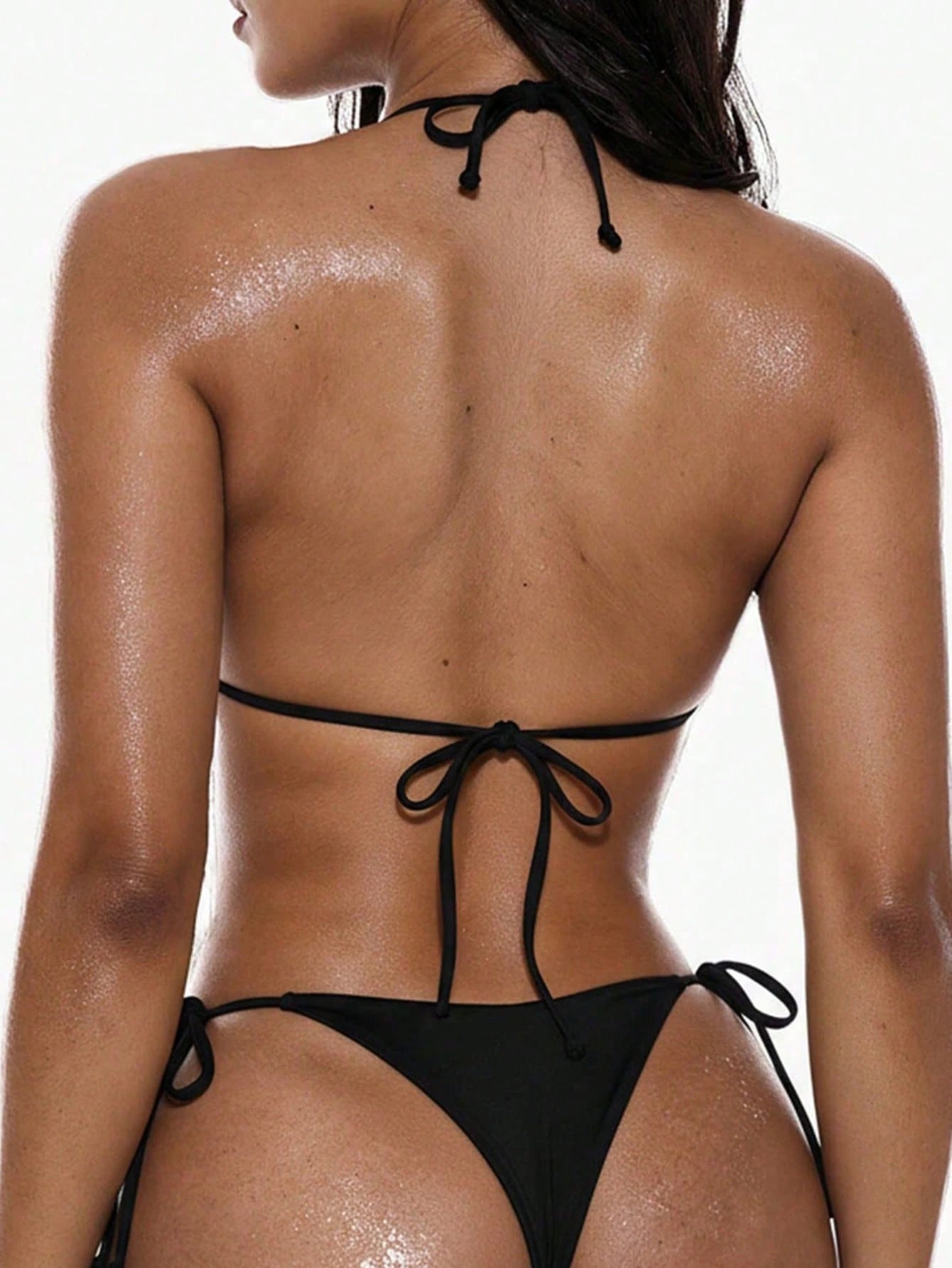 Swim Summer Beach Mono Bikini Set Rib-Knit Triangle Bra & High Cut Bottom 2 Pieces Bikini