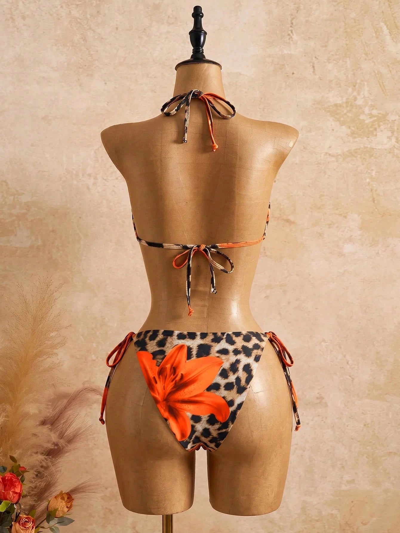 Swim SXY 2pcs Women's Sexy Floral & Leopard Print Bandage Bikini Set
