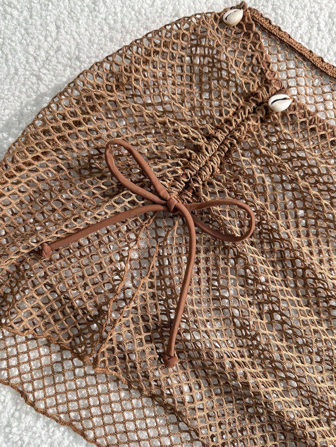 Swim SXY Knitted Jacquard Fabric Halter Tie Metal Pendant Bikini Top & Mini Skirt 3 Pieces Set