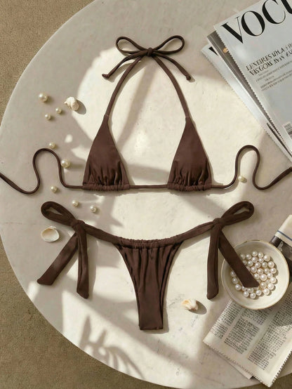 Swim SXY Sexy Mini Cup Bowknot Strap Women Swimwear Set