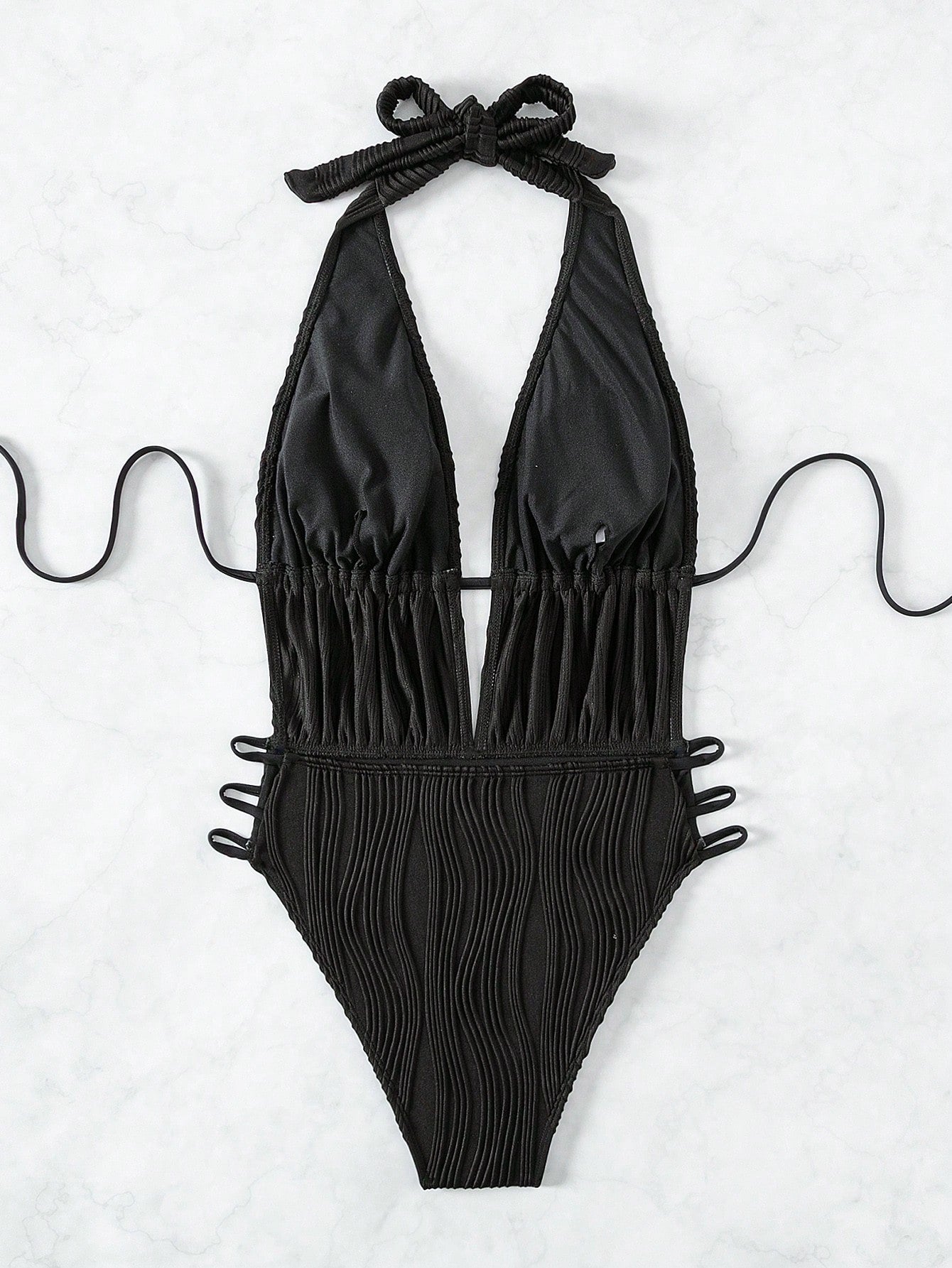 Swim SXY Summer Beach Ladies' Solid Color Open Back One-Piece Swimsuit