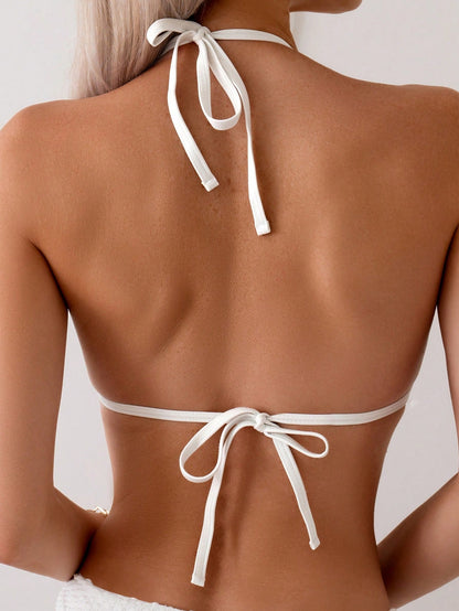 Swim SXY Summer Beach V Neck Halter Bikini Set