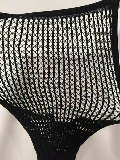 Swim SXY Summer Beach Women's Sexy Hollow Out Cover Up Bodystocking, Simple Style