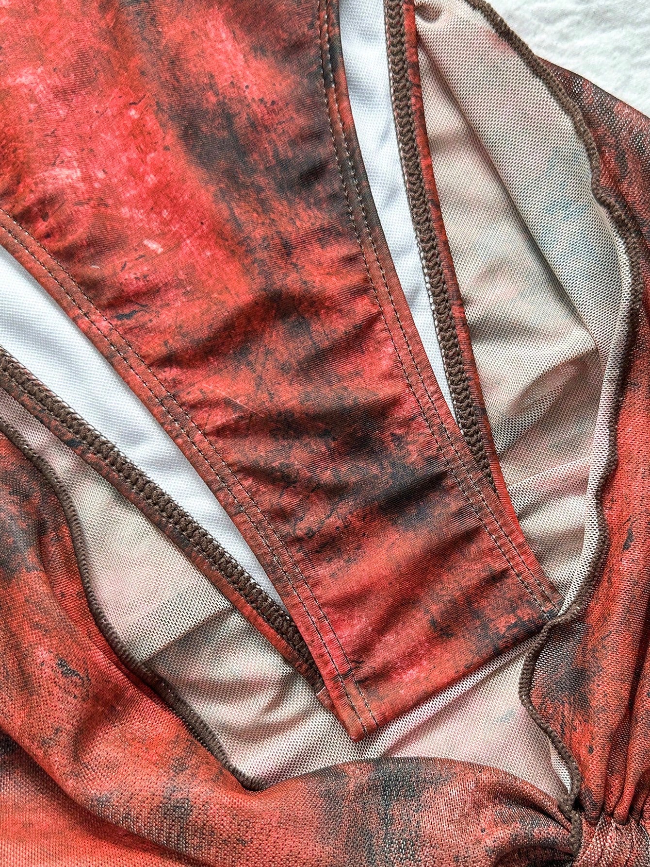 Swim SXY Summer Women's 3-Piece Set: Red Print Triangle Bikini Top, Bottoms, And Mesh Skirt, Sexy Tropical Beach Vacation Swimwear Outfit