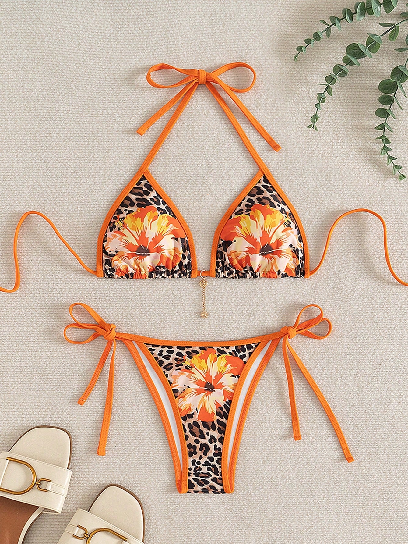 Swim SXY Women's New Floral Print Tie Side 2-Piece Bikini Swimsuit Set, Summer Beach Vacation Outfits