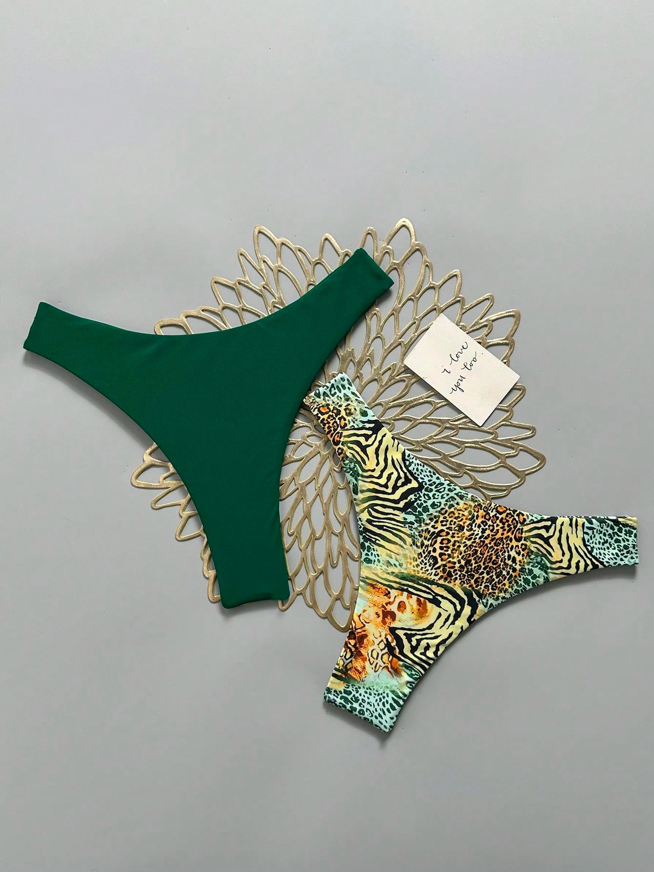 Swim SXY Women's Pleated Triangle Bikini Bottoms 2pcs Set, Suitable For Summer Vacation And Beach