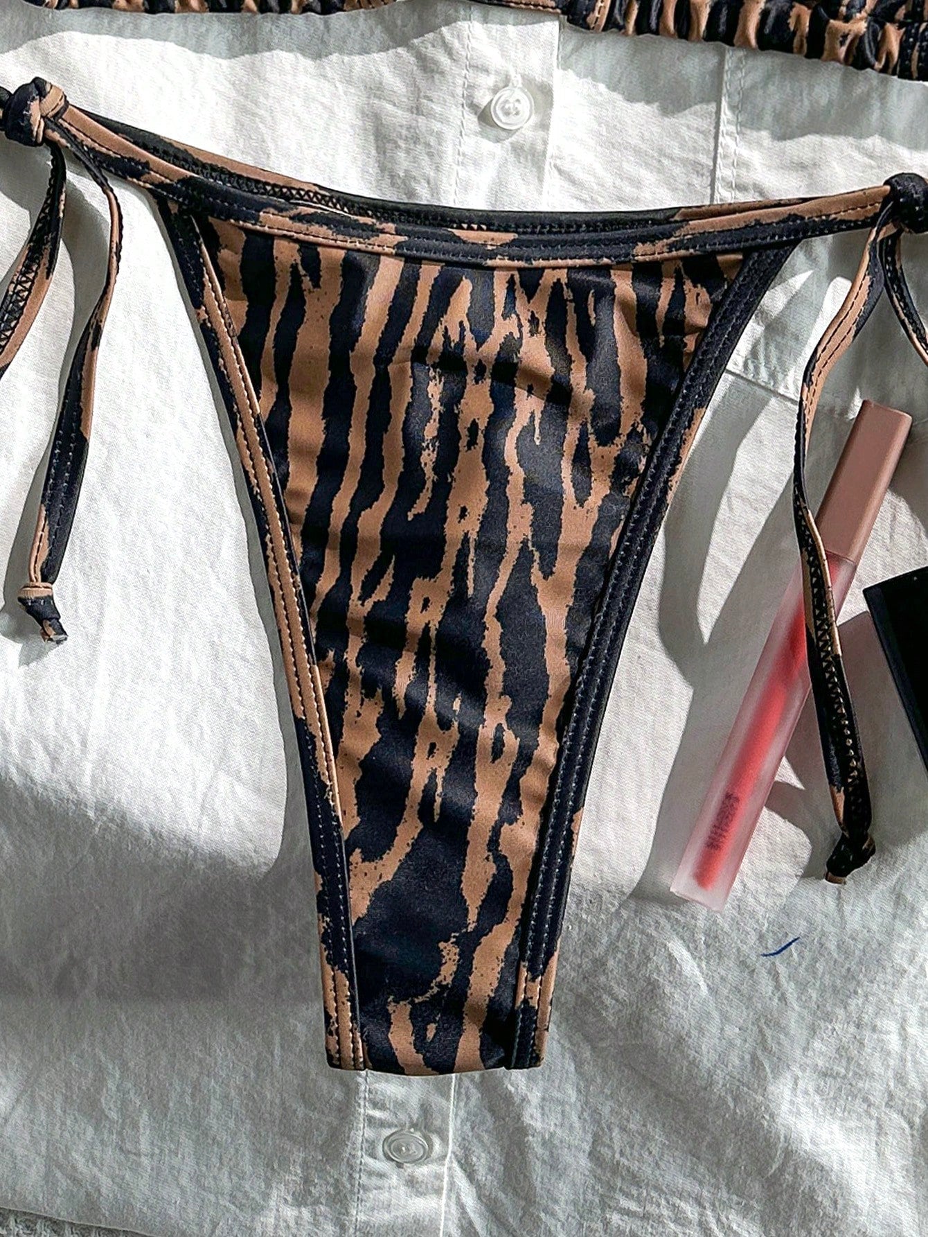 Swim SXY Women's Random Print Halter Bikini Set, Spring/Summer Animal Print Swimwear Bikinis For Women Sets Bikini Animal Print Holiday Leopard Bikini Set