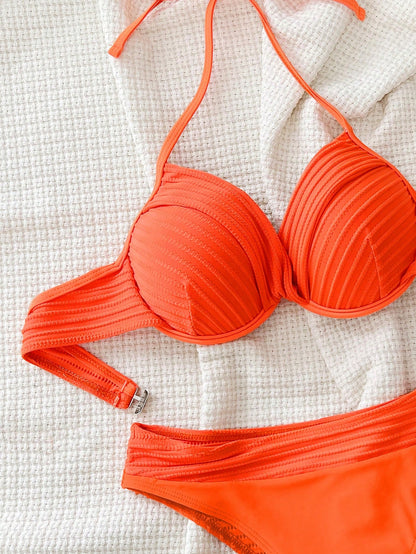 Swim SXY Women's Solid Color Bikini With Push-Up And Underwire Summer