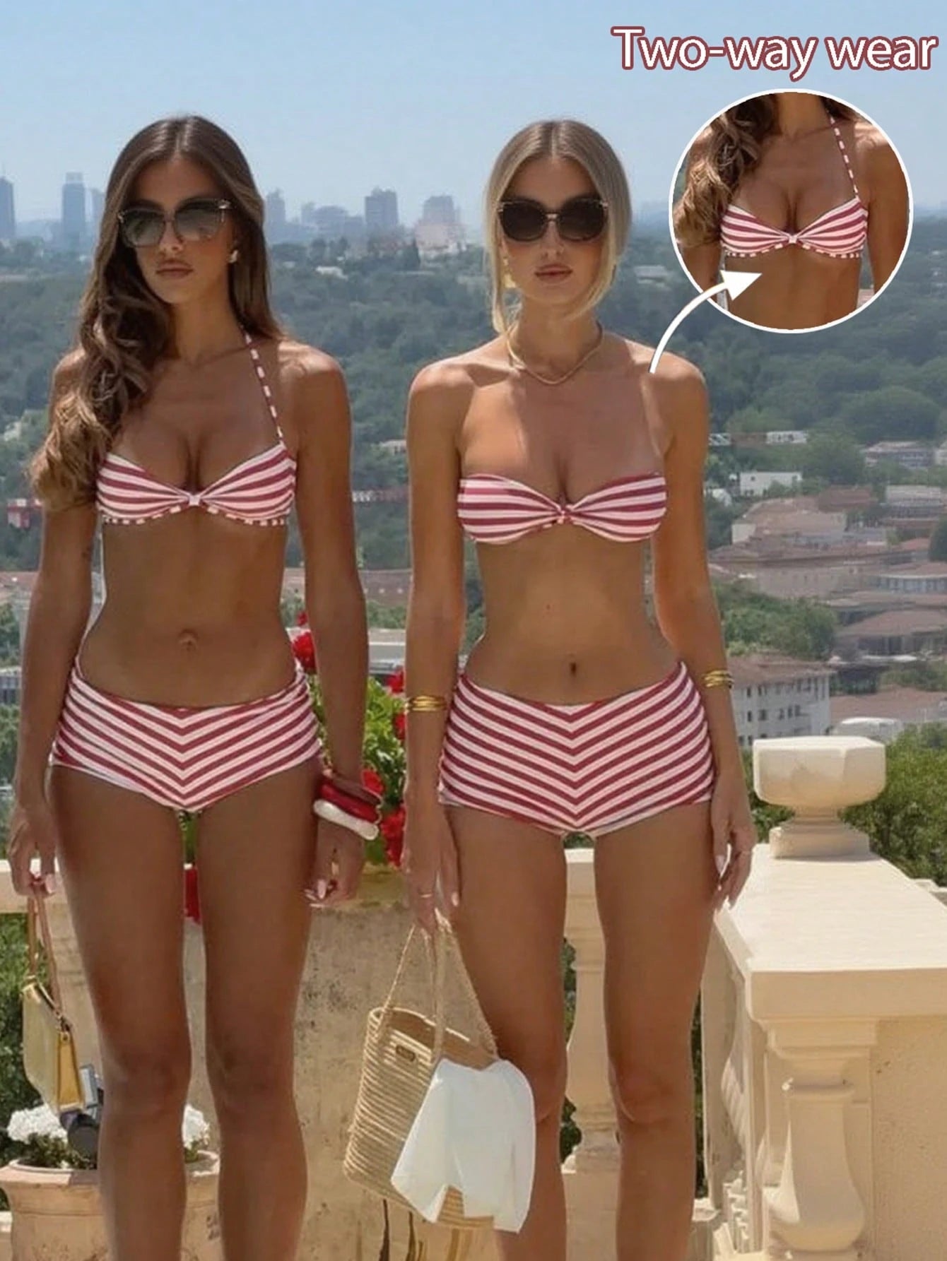 Swim SXY Women's Striped Sexy Bikini Two Pieces Swimwear, Suitable For Beach, Holiday, Mother's Day, Summer