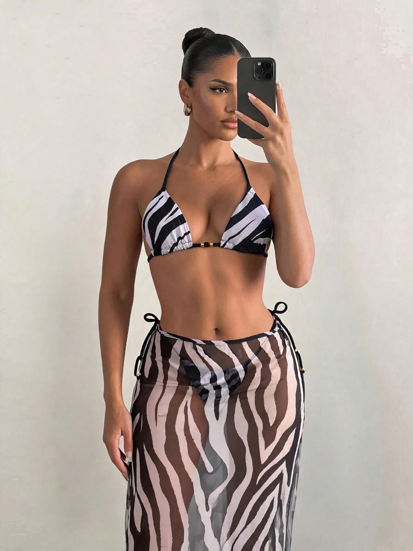 Swim SXY Women Sexy Zebra Print Holiday Suit 3 PiecesSwimwear Set: Beach Dress + Bikini For Summer Beach Vacation