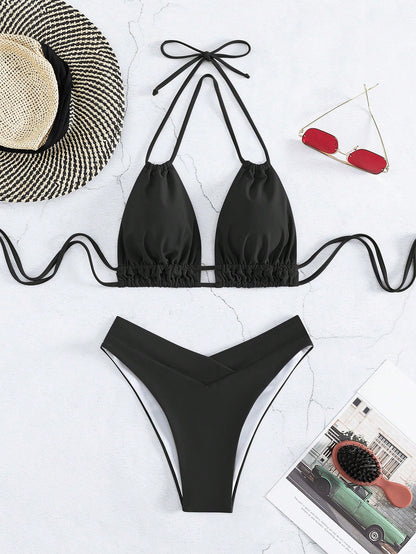 Swim Vcay 2025 Solid Color Sexy Bikini Swimsuit For Beach Vacation