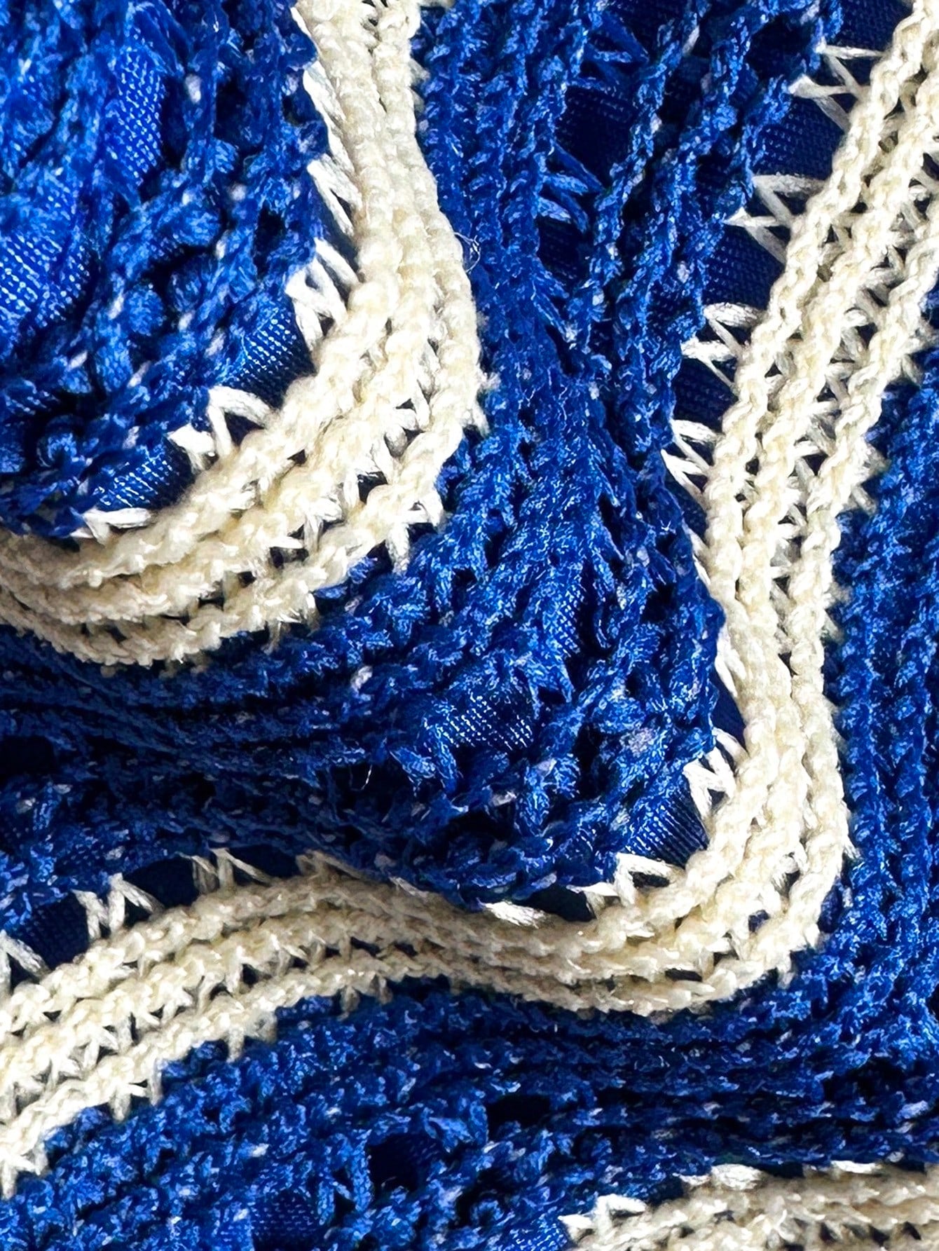 Swim Vcay 2026 Spring/Summer Blue Crochet Textured Fabric Spaghetti Strap Halter Tie Side High Cut Tie String Bikini Swimwear For Women, Vacation Style, Suitable For Beach Photos And Holiday