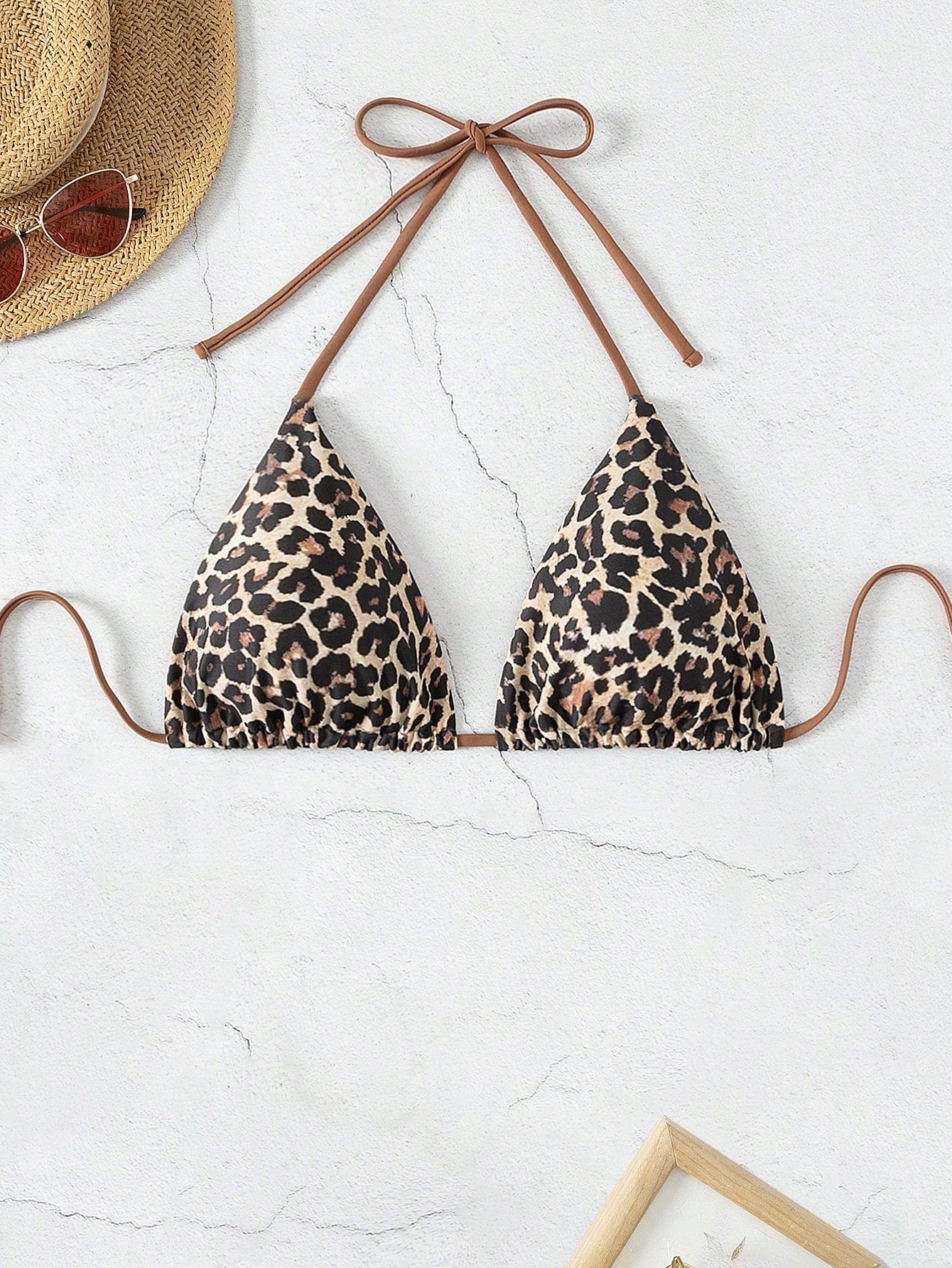 Swim Vcay 2026 Spring/Summer Spaghetti Strap Halter Random Leopard & Floral Print Sexy Women Bikini Top