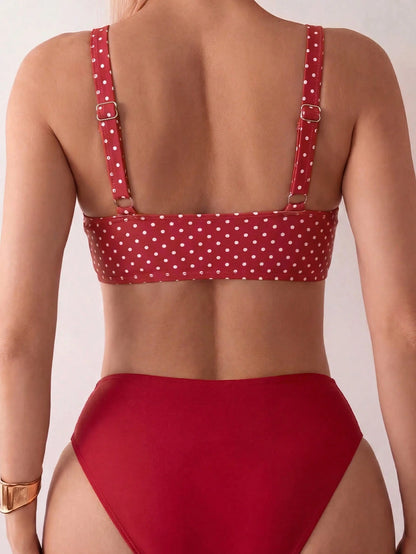 Swim Vcay 2026 Women's Brown Polka Dot Bikini, Sexy Beach Vacation