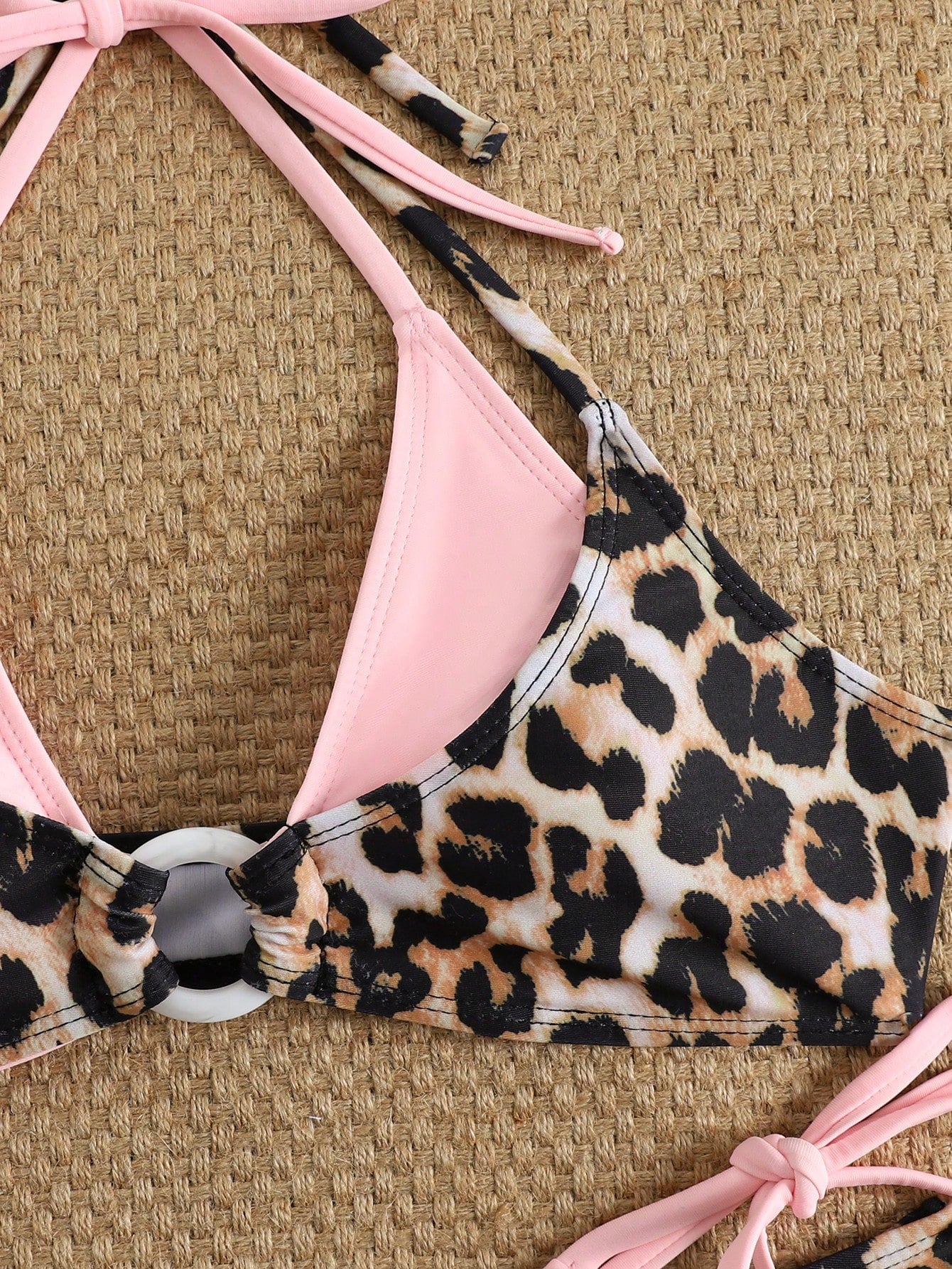 Swim Vcay 2pcs Leopard Print Layered Swimwear, Sexy Vacation Style Swimwear For Summer Beach Holiday