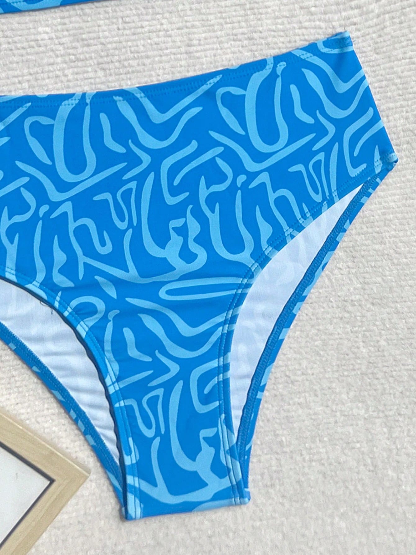 Swim Vcay 2pcs/Set Women Summer Random Color Print Shoulder Strap Top And High Waist Bottom Swimsuit Bikini Set For Beach & Resort