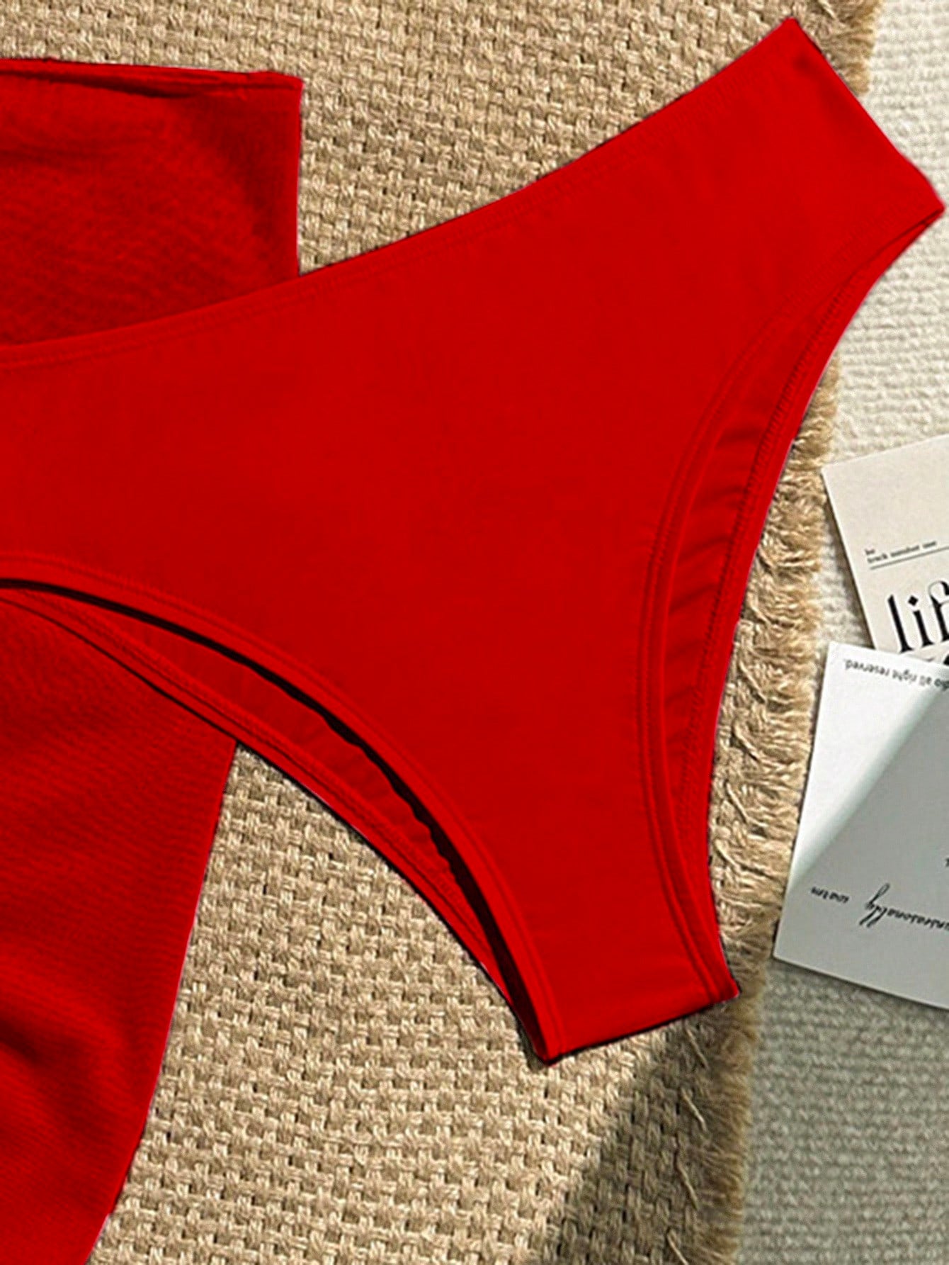 Swim Vcay 3pcs Women Holiday Red Summer Elegant Flowy Beach Holiday Holiday Solid Color Halter Bikini Swimwear Set,Bathing Suit Set For Spring Vacation