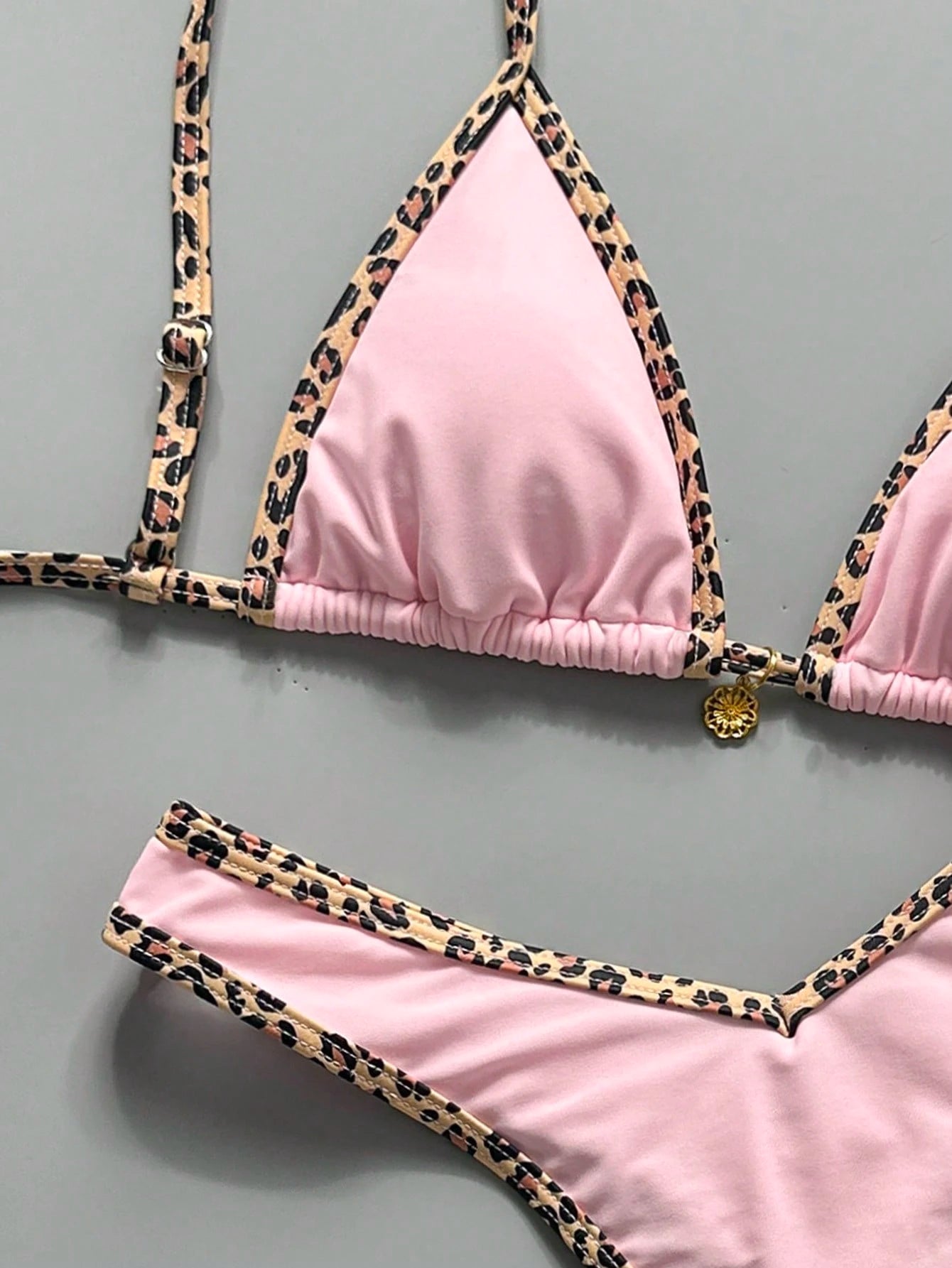 Swim Vcay Fabric Halter Bikini Set For Women Geometric Pattern High Cut Bottom Tie Back