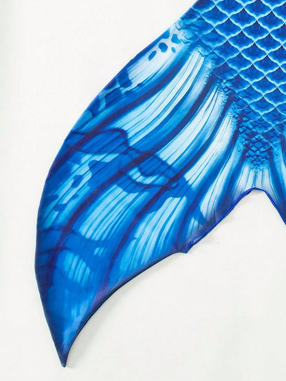 Swim Vcay Fish Scales Print Mermaid Tail Skirt,Summer Beach