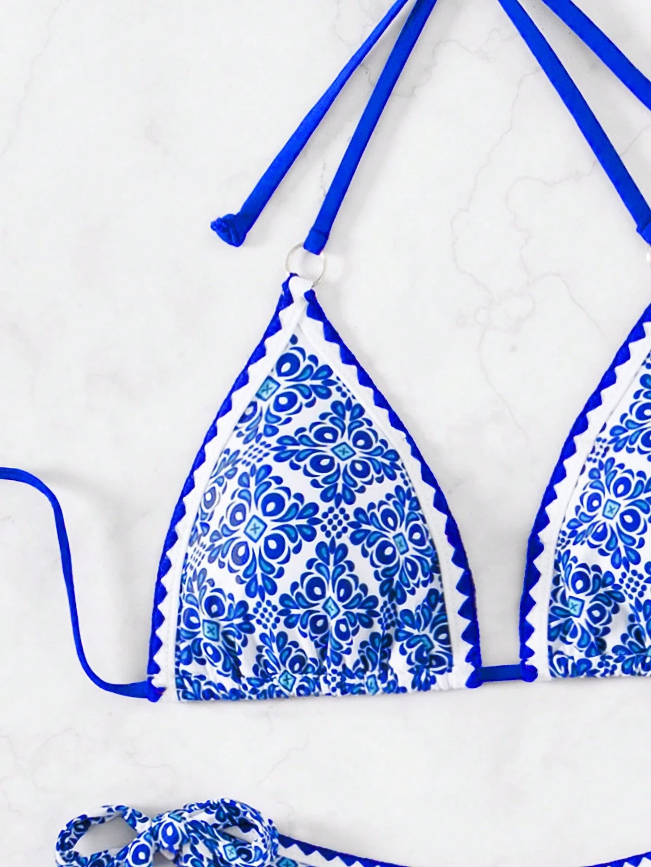 Swim Vcay Halter Neck Bikini Set With Printed Pattern, Suitable For Summer Beach & Pool