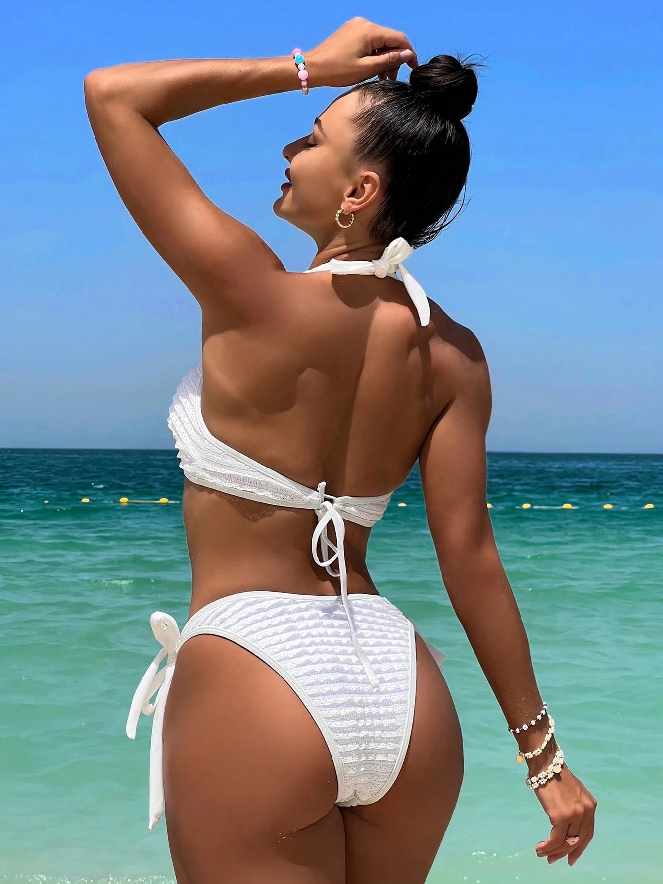 Swim Vcay Heart Ring Linked Halter Bikini Set,Summer Beach