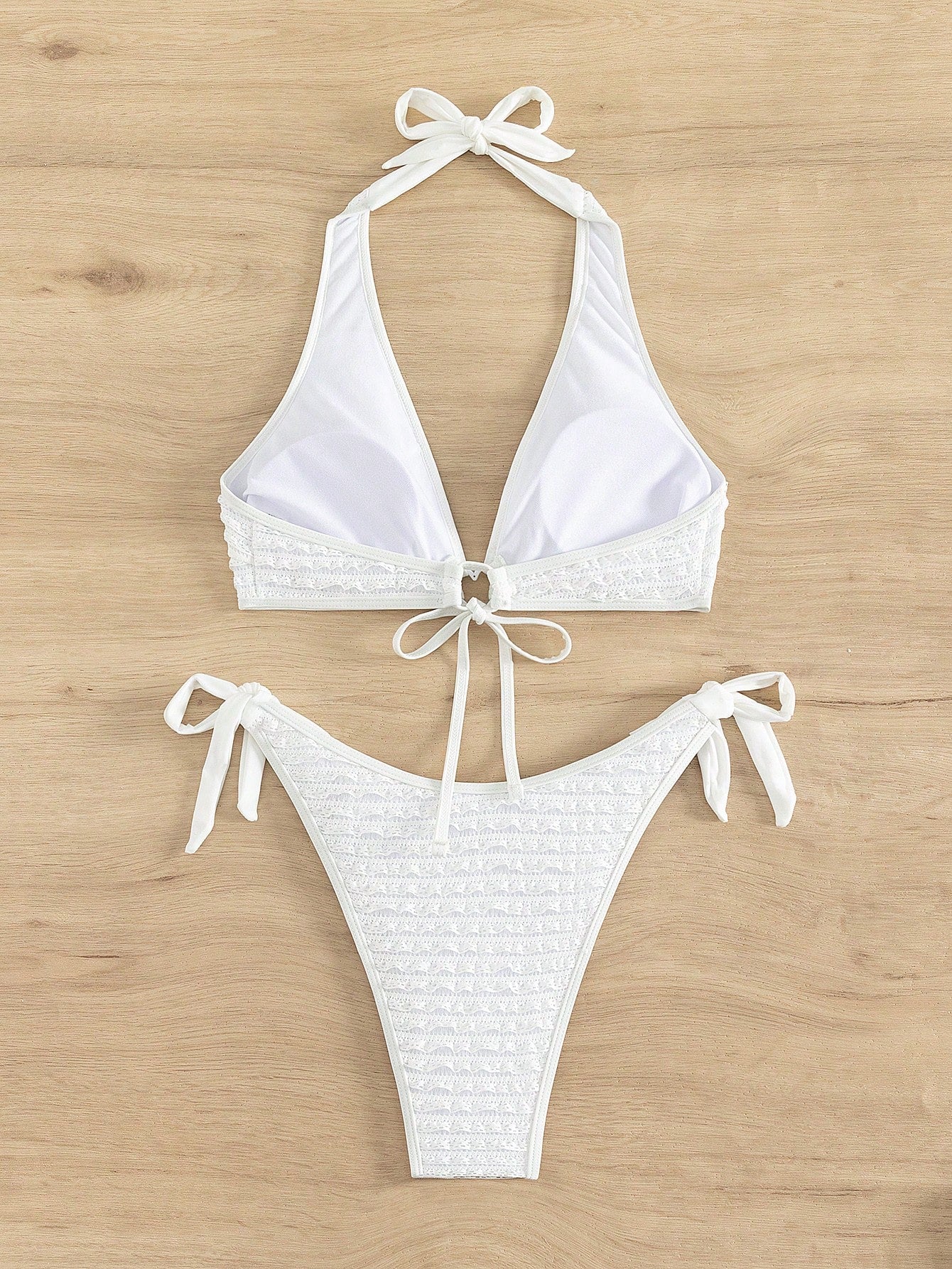 Swim Vcay Heart Ring Linked Halter Bikini Set,Summer Beach